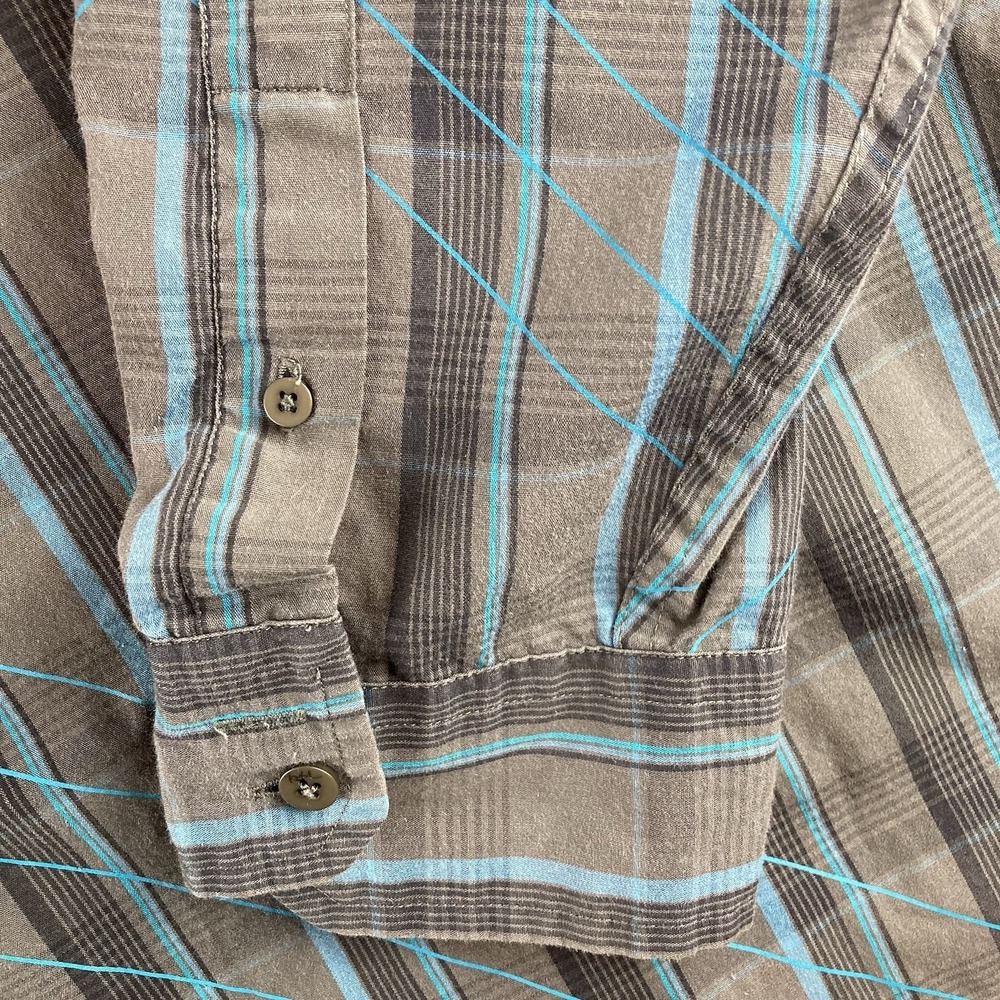 Tony Hawk Shirt Mens Size XXL Long Sleeve Button Up Gray Black Blue‎ Stripe - Picture 4 of 11